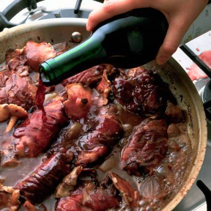 rustic chicken in red wine